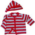 Infancy Cashmere Cardi - Slate and Red